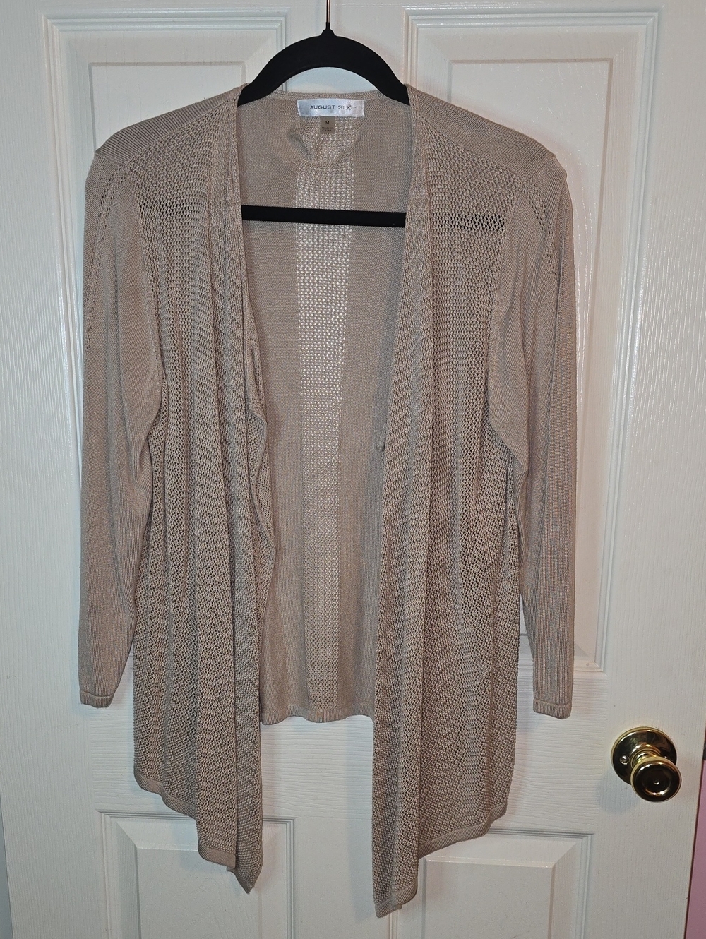august silk Taupe Open-Front Lightweight Cardigan